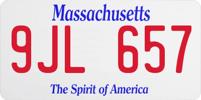 MA license plate 9JL657