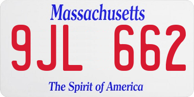 MA license plate 9JL662