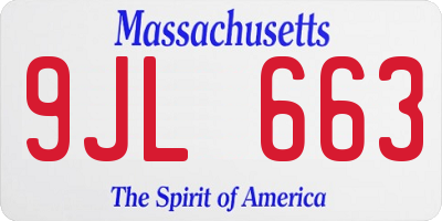 MA license plate 9JL663