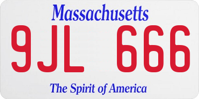 MA license plate 9JL666