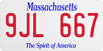 MA license plate 9JL667