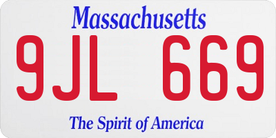 MA license plate 9JL669