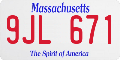 MA license plate 9JL671