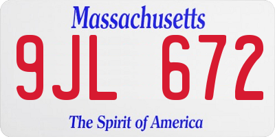 MA license plate 9JL672