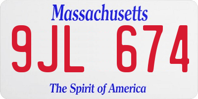 MA license plate 9JL674