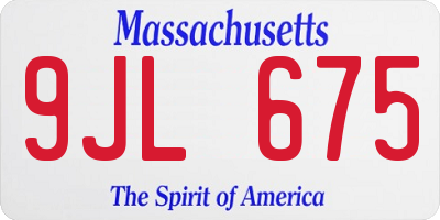 MA license plate 9JL675