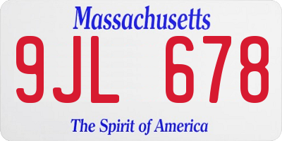 MA license plate 9JL678