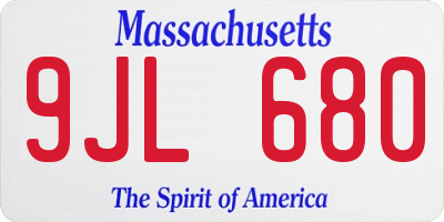 MA license plate 9JL680