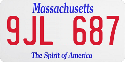 MA license plate 9JL687