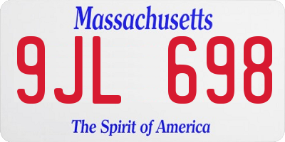 MA license plate 9JL698