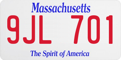 MA license plate 9JL701