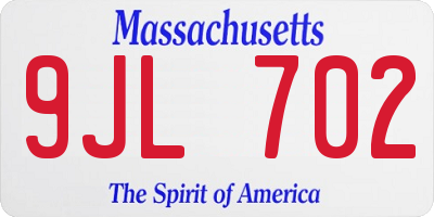 MA license plate 9JL702
