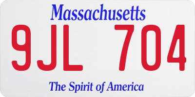 MA license plate 9JL704