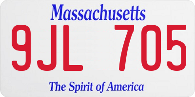 MA license plate 9JL705