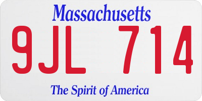 MA license plate 9JL714