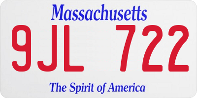 MA license plate 9JL722