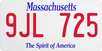 MA license plate 9JL725