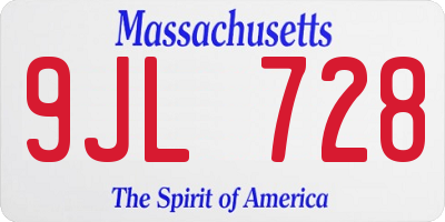 MA license plate 9JL728