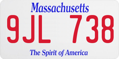 MA license plate 9JL738