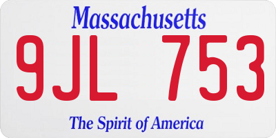 MA license plate 9JL753