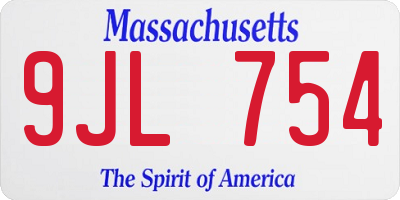 MA license plate 9JL754