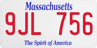 MA license plate 9JL756