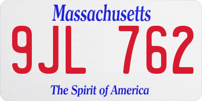 MA license plate 9JL762