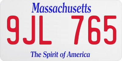 MA license plate 9JL765