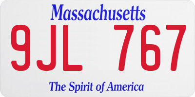 MA license plate 9JL767