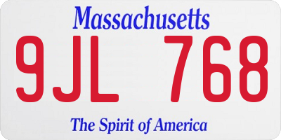 MA license plate 9JL768