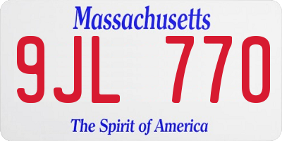 MA license plate 9JL770