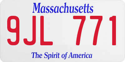 MA license plate 9JL771