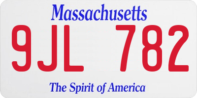 MA license plate 9JL782
