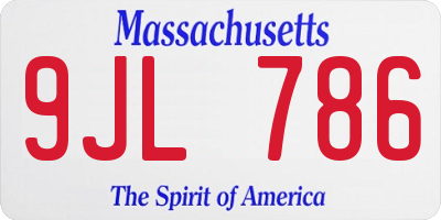 MA license plate 9JL786