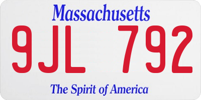 MA license plate 9JL792
