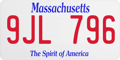 MA license plate 9JL796
