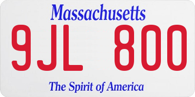 MA license plate 9JL800