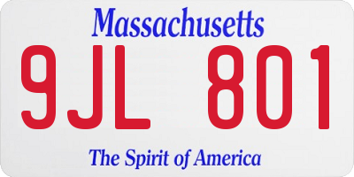 MA license plate 9JL801