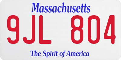 MA license plate 9JL804