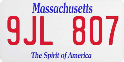MA license plate 9JL807