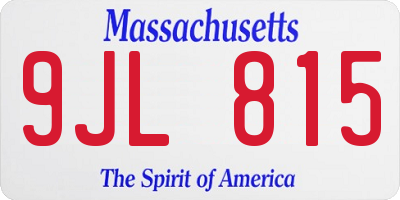 MA license plate 9JL815