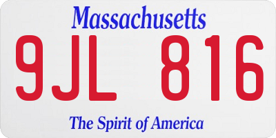 MA license plate 9JL816