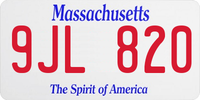 MA license plate 9JL820