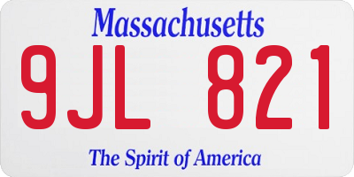 MA license plate 9JL821