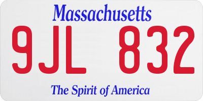 MA license plate 9JL832