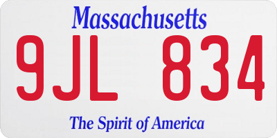 MA license plate 9JL834