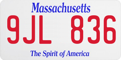 MA license plate 9JL836