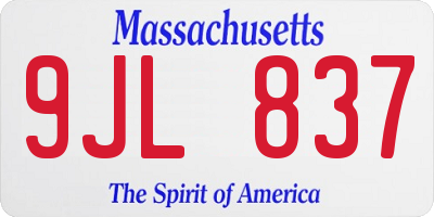 MA license plate 9JL837