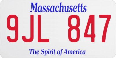 MA license plate 9JL847