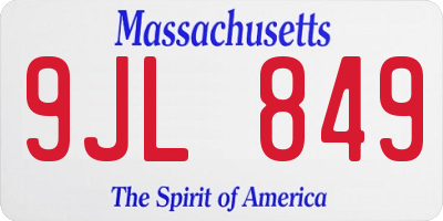 MA license plate 9JL849